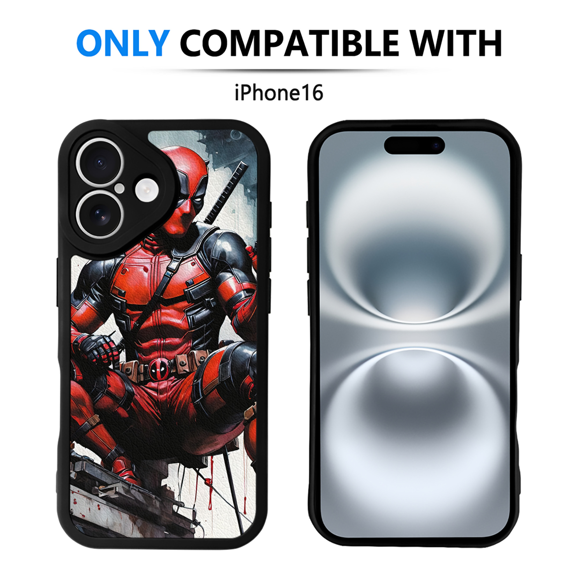（画像用） Deadpool デッドプール 【iPhone 16シリーズ対応】シリコンスマホケース（レザー調） 材質：シリコン